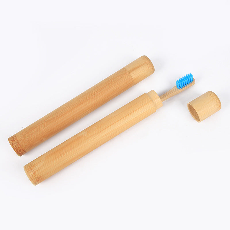 Bamboo Toothbrush Novelty Wooden Teeth Brush Soft-Bristle Bamboo Fiber Wooden Handle Bamboo Tube Charcoal Set