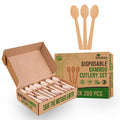 Kitchen Bamboo Spoons – 200 Pack Bamboo Spoons for Eating Bamboo Disposable Utensils For Parties Bamboo Cutlery Set for Weddings Parties Camping and Events